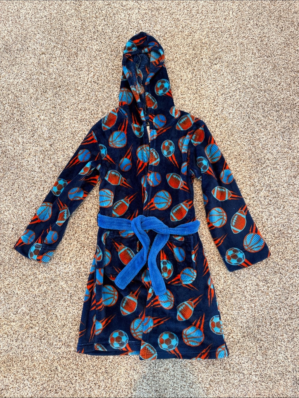 Cuddl Duds Blue Navy and Orange Boys Robe